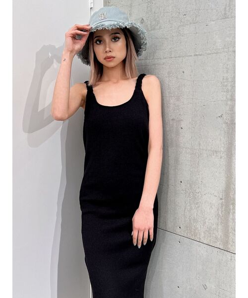 GYDA（ジェイダ）の「TWISTショルダーストラップソフトタッチロングワンピース（ワンピース・レディース・オフホワイト/ブラック・FREE）」の13枚目の写真