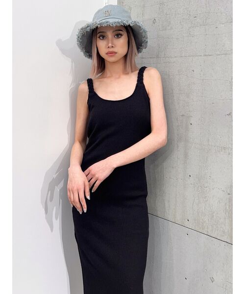 GYDA（ジェイダ）の「TWISTショルダーストラップソフトタッチロングワンピース（ワンピース・レディース・オフホワイト/ブラック・FREE）」の14枚目の写真