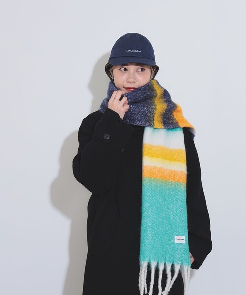Ray BEAMS（レイビームス）の「ボーダー マフラー（マフラー・レディース・ミント/ピンク・ONE SIZE）」の7枚目の写真