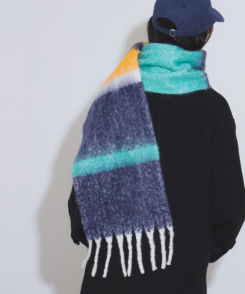 Ray BEAMS（レイビームス）の「ボーダー マフラー（マフラー・レディース・ミント/ピンク・ONE SIZE）」の6枚目の写真