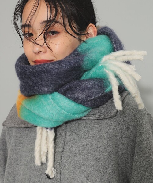 Ray BEAMS（レイビームス）の「ボーダー マフラー（マフラー・レディース・ミント/ピンク・ONE SIZE）」の18枚目の写真