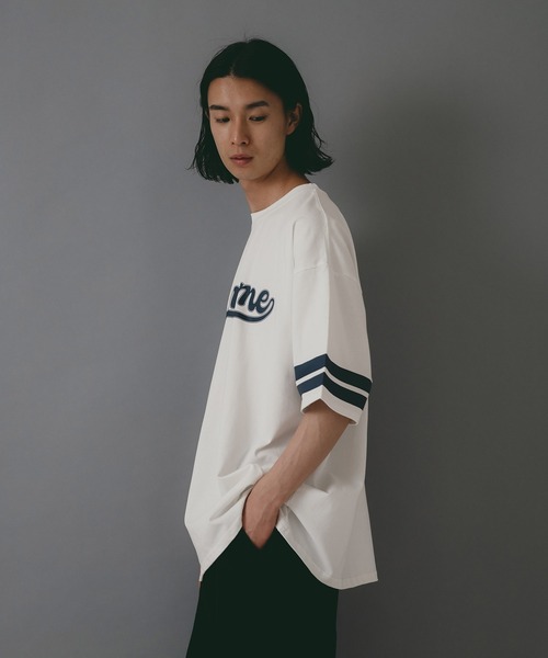brknhome(ブロークンホーム)の「【brknhome/ブロークンホーム】袖ライン ベースボールロゴ Tシャツ(Tシャツ/カットソー・メンズ・ブラック/ホワイト/パープル・MEDIUM/LARGE)」の6枚目の写真