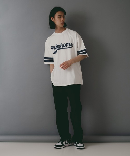 brknhome(ブロークンホーム)の「【brknhome/ブロークンホーム】袖ライン ベースボールロゴ Tシャツ(Tシャツ/カットソー・メンズ・ブラック/ホワイト/パープル・MEDIUM/LARGE)」の9枚目の写真
