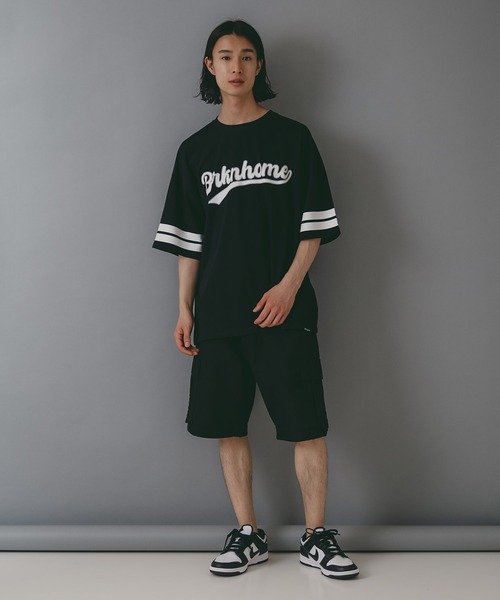brknhome(ブロークンホーム)の「【brknhome/ブロークンホーム】袖ライン ベースボールロゴ Tシャツ(Tシャツ/カットソー・メンズ・ブラック/ホワイト/パープル・MEDIUM/LARGE)」の11枚目の写真