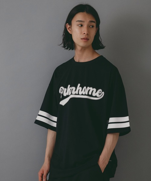 brknhome(ブロークンホーム)の「【brknhome/ブロークンホーム】袖ライン ベースボールロゴ Tシャツ(Tシャツ/カットソー・メンズ・ブラック/ホワイト/パープル・MEDIUM/LARGE)」の10枚目の写真