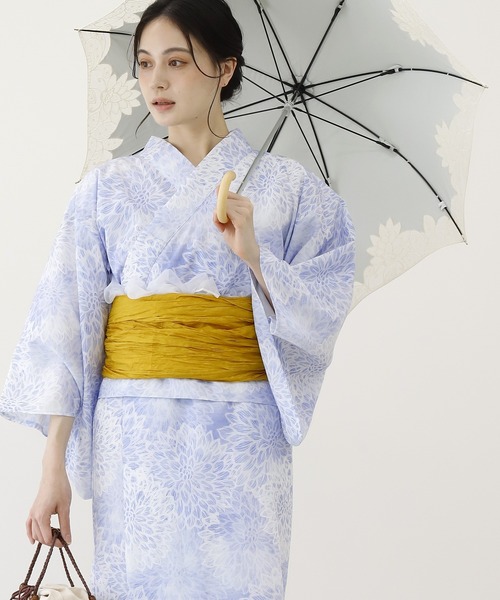 s3791①浴衣ワンピース♦新品♦反物から♦伊勢清々衣♦着丈１３０センチ 浴衣 「 低身長向けサイズ 」 3点セットワンピース浴衣