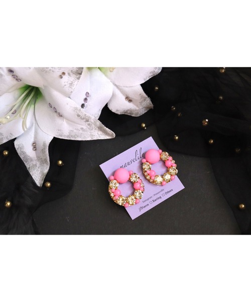 tone（トーン）の「【mauvelily】Poco Poco リース(MA)（ピアス（両耳用）・レディース・イエロー/オレンジ/ピンク・FREE）」の9枚目の写真