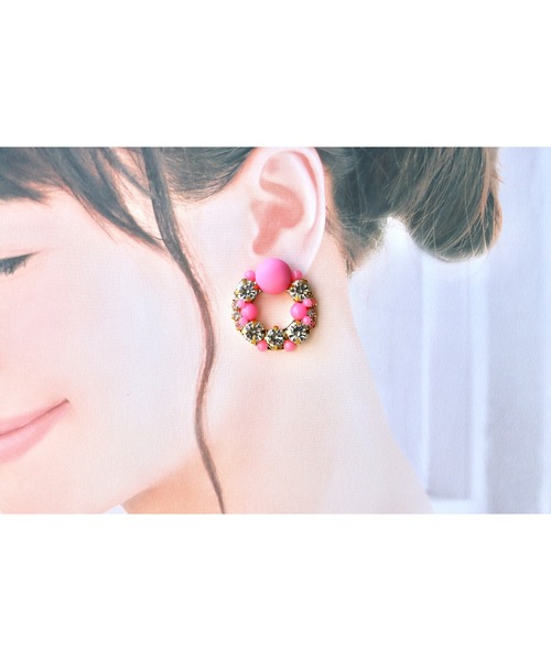tone（トーン）の「【mauvelily】Poco Poco リース(MA)（ピアス（両耳用）・レディース・イエロー/オレンジ/ピンク・FREE）」の8枚目の写真