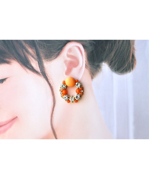 tone（トーン）の「【mauvelily】Poco Poco リース(MA)（ピアス（両耳用）・レディース・イエロー/オレンジ/ピンク・FREE）」の6枚目の写真