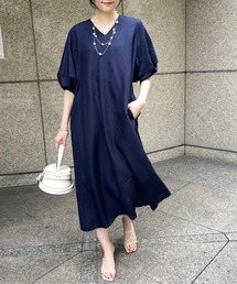 StyleSea（スタイルシー）の「【リネン混】パフスリーブフレアロングワンピース（ワンピース）」