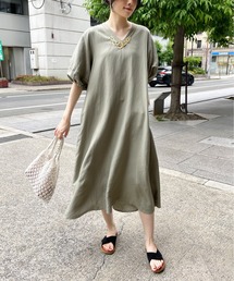 StyleSea（スタイルシー）の「【リネン混】パフスリーブフレアロングワンピース（ワンピース）」