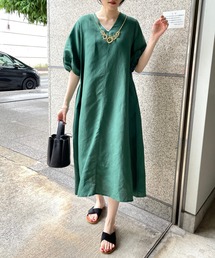 StyleSea（スタイルシー）の「【リネン混】パフスリーブフレアロングワンピース（ワンピース）」
