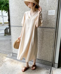 StyleSea（スタイルシー）の「【リネン混】パフスリーブフレアロングワンピース（ワンピース）」