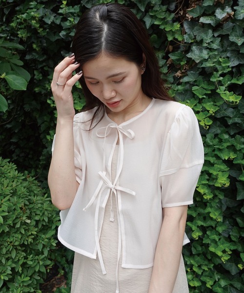 CORNERS（コーナーズ）の「ワッシャーシアーリボンブラウス（シャツ/ブラウス・レディース・グレー/ブラック/ベージュ系その他・M）」の3枚目の写真