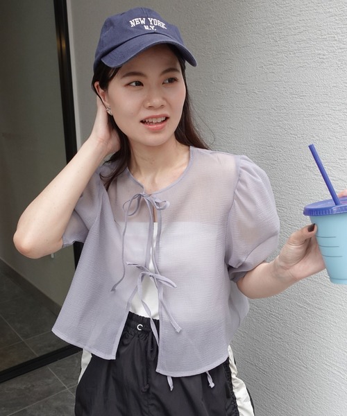 CORNERS（コーナーズ）の「ワッシャーシアーリボンブラウス（シャツ/ブラウス・レディース・グレー/ブラック/ベージュ系その他・M）」の5枚目の写真