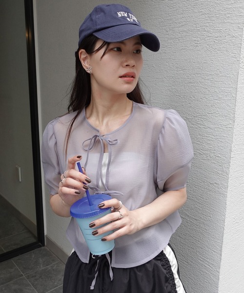 CORNERS（コーナーズ）の「ワッシャーシアーリボンブラウス（シャツ/ブラウス・レディース・グレー/ブラック/ベージュ系その他・M）」の6枚目の写真