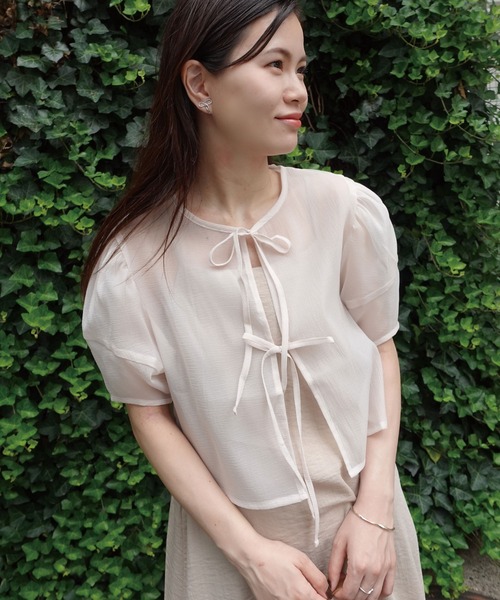 CORNERS（コーナーズ）の「ワッシャーシアーリボンブラウス（シャツ/ブラウス・レディース・グレー/ブラック/ベージュ系その他・M）」の9枚目の写真