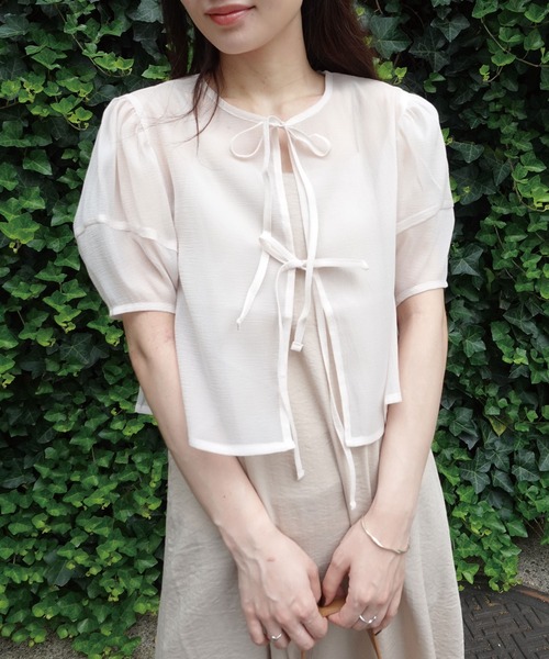 CORNERS（コーナーズ）の「ワッシャーシアーリボンブラウス（シャツ/ブラウス・レディース・グレー/ブラック/ベージュ系その他・M）」の10枚目の写真