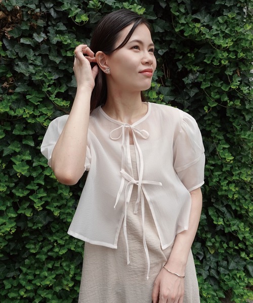 CORNERS（コーナーズ）の「ワッシャーシアーリボンブラウス（シャツ/ブラウス・レディース・グレー/ブラック/ベージュ系その他・M）」の12枚目の写真