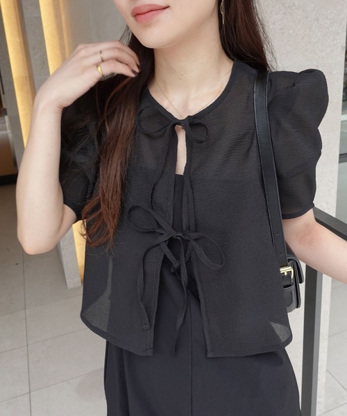 CORNERS（コーナーズ）の「ワッシャーシアーリボンブラウス（シャツ/ブラウス・レディース・グレー/ブラック/ベージュ系その他・M）」の14枚目の写真