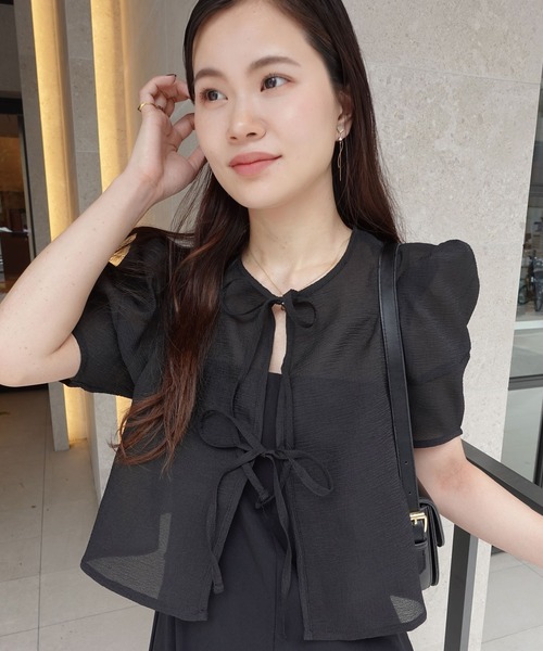 CORNERS（コーナーズ）の「ワッシャーシアーリボンブラウス（シャツ/ブラウス・レディース・グレー/ブラック/ベージュ系その他・M）」の15枚目の写真