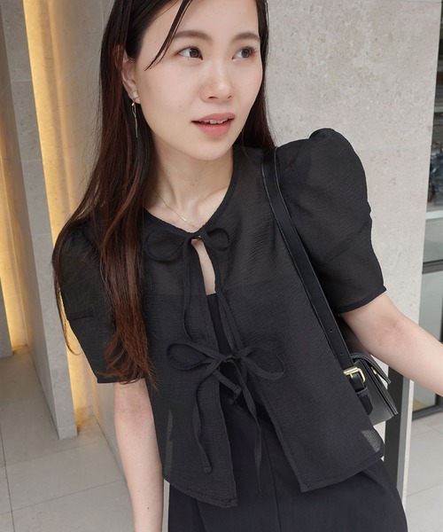 CORNERS（コーナーズ）の「ワッシャーシアーリボンブラウス（シャツ/ブラウス・レディース・グレー/ブラック/ベージュ系その他・M）」の16枚目の写真