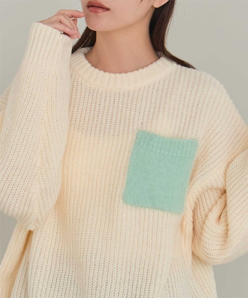 miette(ミエット)の「シャギーポケットオーバーサイズニット(ニット/セーター・レディース・ブラック/アイボリー/グレー/ベージュ・FREE)」の7枚目の写真