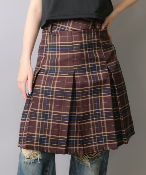 SPINNS（スピンズ）の「チェックミドル丈プリーツスカート（スカート