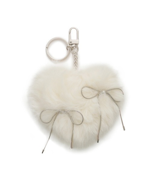 LILY BROWN（リリーブラウン）の「ハートリボンファーチャーム（キーホルダー・レディース・ホワイト/ピンク/グレー/ブラック・FREE）」の2枚目の写真