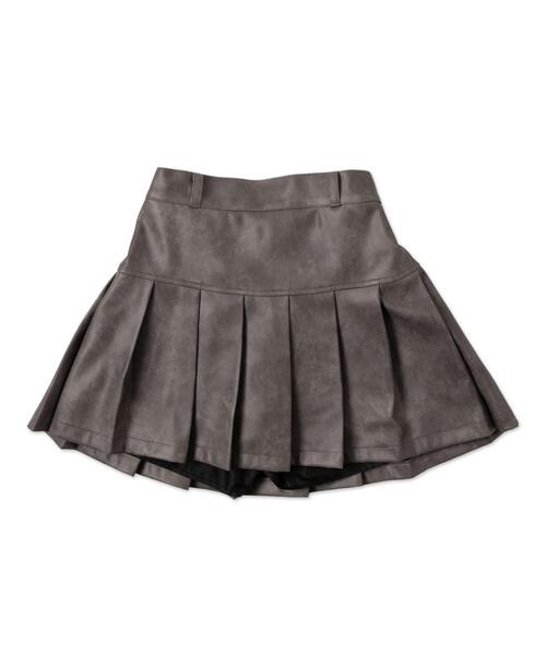 WEGO（ウィゴー）の「WEGO/ヴィンテージライクフェイクレザープリーツスカパン（スカート・レディース・グレー/ブラック/ダークブラウン・X-SMALL/MEDIUM/SMALL）」の4枚目の写真