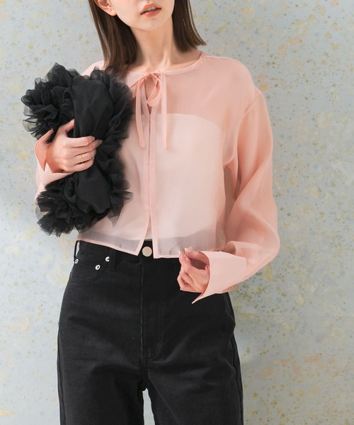 URBAN RESEARCH ROSSO WOMEN(アーバンリサーチ ロッソ)の「シアーショートブラウス(シャツ/ブラウス・レディース・ピンク/アイボリー/ミント・FREE)」の1枚目の写真