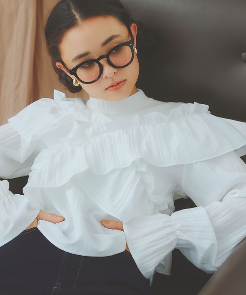 KOBE LETTUCE（コウベレタス）の「マルチウェイクロスフリルブラウス（シャツ/ブラウス・レディース・オフホワイト/ブラウン系/ブラック・M）」の16枚目の写真