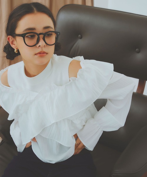 KOBE LETTUCE（コウベレタス）の「マルチウェイクロスフリルブラウス（シャツ/ブラウス・レディース・オフホワイト/ブラウン系/ブラック・M）」の15枚目の写真