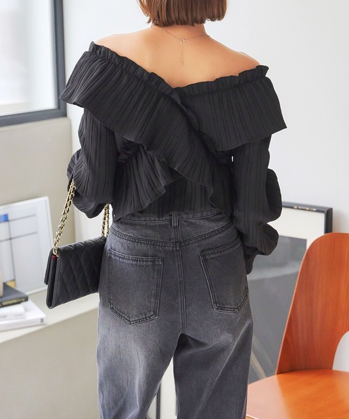 KOBE LETTUCE（コウベレタス）の「マルチウェイクロスフリルブラウス（シャツ/ブラウス・レディース・オフホワイト/ブラウン系/ブラック・M）」の12枚目の写真