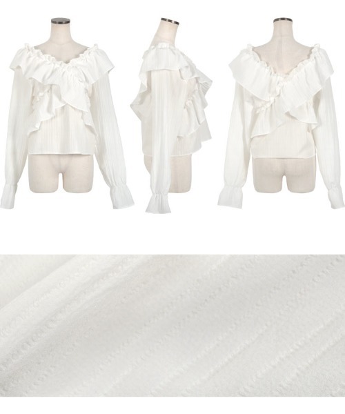 KOBE LETTUCE（コウベレタス）の「マルチウェイクロスフリルブラウス（シャツ/ブラウス・レディース・オフホワイト/ブラウン系/ブラック・M）」の9枚目の写真