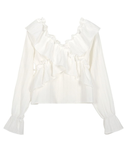 KOBE LETTUCE（コウベレタス）の「マルチウェイクロスフリルブラウス（シャツ/ブラウス・レディース・オフホワイト/ブラウン系/ブラック・M）」の6枚目の写真