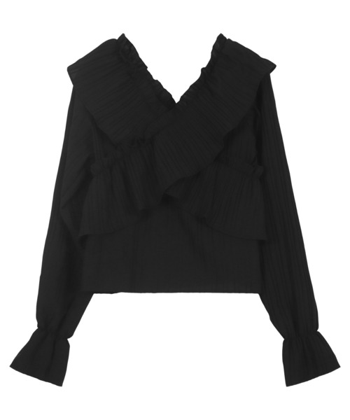 KOBE LETTUCE（コウベレタス）の「マルチウェイクロスフリルブラウス（シャツ/ブラウス・レディース・オフホワイト/ブラウン系/ブラック・M）」の5枚目の写真