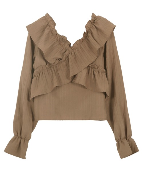 KOBE LETTUCE（コウベレタス）の「マルチウェイクロスフリルブラウス（シャツ/ブラウス・レディース・オフホワイト/ブラウン系/ブラック・M）」の4枚目の写真