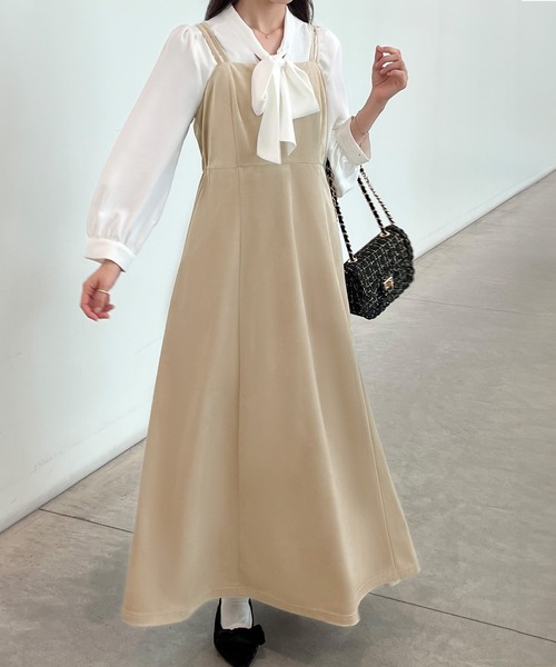 JUNOAH（ジュノア）の「べロアフレアキャミワンピース（ワンピース・レディース・ブラック/ブラウン/アイボリー・MEDIUM/LARGE/X-LARGE）」の10枚目の写真