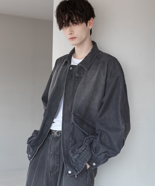 ETELIO（エテリオ）の「ミリタリーデザイン12オンスデニムショートブルゾン【セットアップ可能】（デニムジャケット・メンズ・ブラック/ブルー/ブルー系2/ブラウン/グレー・L/M/S）」の10枚目の写真