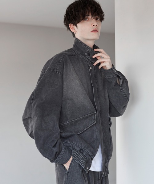 ETELIO（エテリオ）の「ミリタリーデザイン12オンスデニムショートブルゾン【セットアップ可能】（デニムジャケット・メンズ・ブラック/ブルー/ブルー系2/ブラウン/グレー・L/M/S）」の13枚目の写真