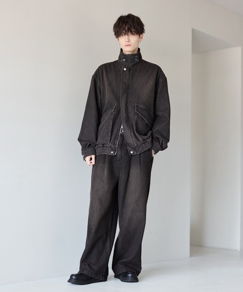ミリタリーデザイン12オンスデニムショートブルゾン
