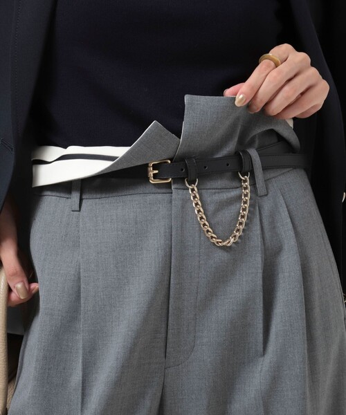 LEFIJE（レフィエ）の「【LEFIJE/レフィエ】チェーン付きベルト（ベルト・レディース・ブラック/グレイッシュベージュ・FREE）」の2枚目の写真