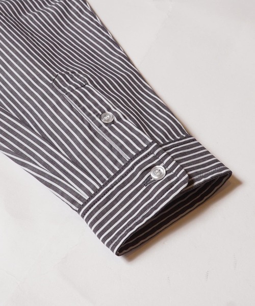 coca（coca）（コカ）の「オーバーシルエットストライプシャツ（シャツ/ブラウス・メンズ・ダークグリーン/ブラウン/ダークブルー/グレー・L/XL/M）」の16枚目の写真