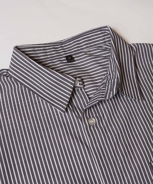 coca（coca）（コカ）の「オーバーシルエットストライプシャツ（シャツ/ブラウス・メンズ・ダークグリーン/ブラウン/ダークブルー/グレー・L/XL/M）」の15枚目の写真