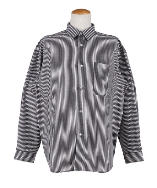 coca（coca）（コカ）の「オーバーシルエットストライプシャツ（シャツ/ブラウス・メンズ・ダークグリーン/ブラウン/ダークブルー/グレー・L/XL/M）」の17枚目の写真