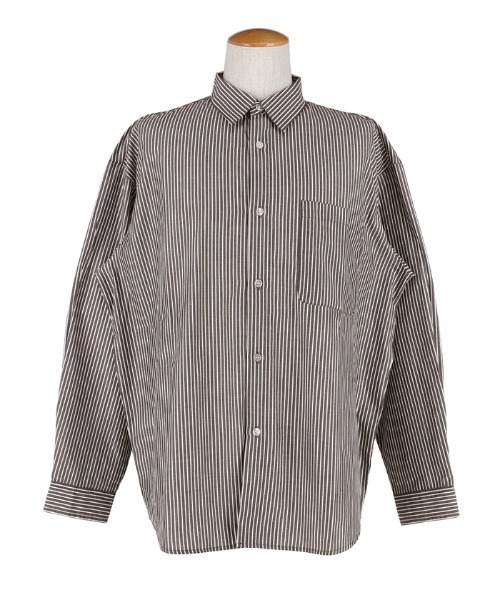 coca（coca）（コカ）の「オーバーシルエットストライプシャツ（シャツ/ブラウス・メンズ・ダークグリーン/ブラウン/ダークブルー/グレー・L/XL/M）」の20枚目の写真
