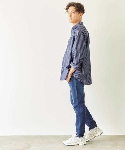 coca（coca）（コカ）の「オーバーシルエットストライプシャツ（シャツ/ブラウス・メンズ・ダークグリーン/ブラウン/ダークブルー/グレー・L/XL/M）」の14枚目の写真