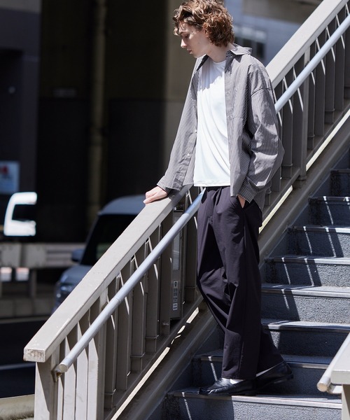 coca（coca）（コカ）の「オーバーシルエットストライプシャツ（シャツ/ブラウス・メンズ・ダークグリーン/ブラウン/ダークブルー/グレー・L/XL/M）」の6枚目の写真