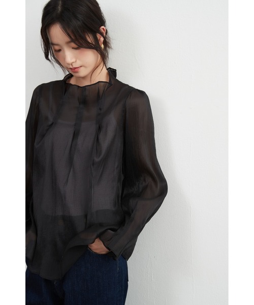 On One's Own(オンワンズオン)の「超軽シアー長袖ブラウス(シャツ/ブラウス・レディース・ブラック/グレイッシュブルー/グリーン・FREE)」の15枚目の写真